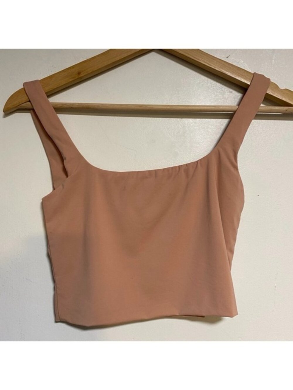 MESHKI Blush Pink Cropped Tank Top – Size XS – Minimal Square Neck - Picture 5 of 8